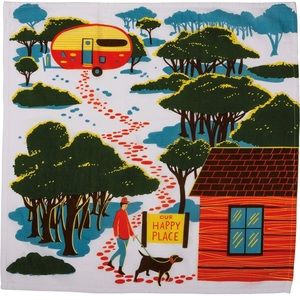 Primitives by Kathy kitchen towel “ our happy place”